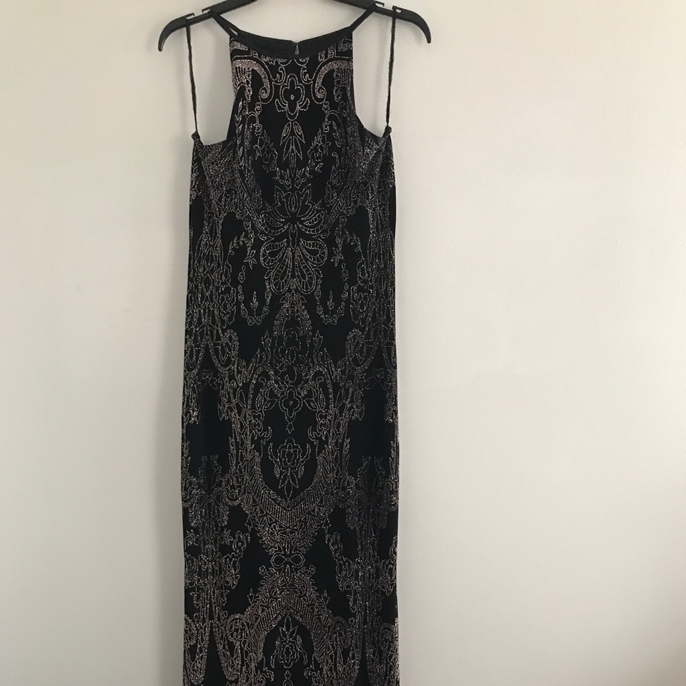 Black and rose gold prom dress
